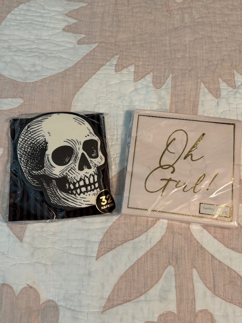 NWT-Party Napkins Lot | Halloween Skull (32ct) & Sophistiplate "Oh Girl!" (50ct)